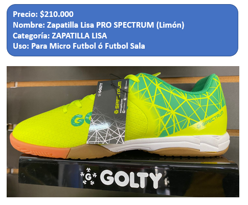 ZAPATILLA LISA PRO SPECTRUM (LIMON)