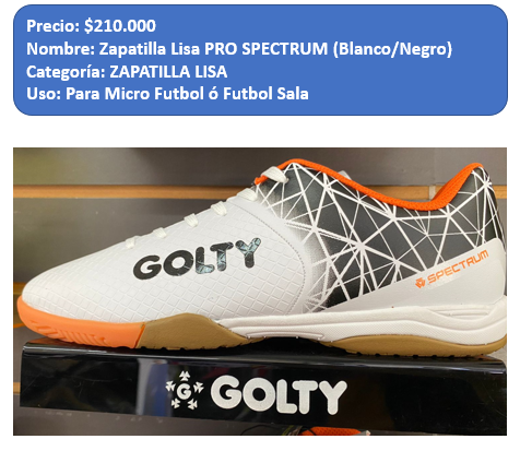ZAPATILLA LISA PRO SPECTRUM (BLANCO/NEGRO)